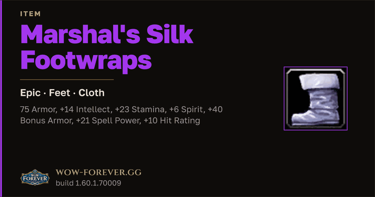 The preview card for Marshal's Silk Footwraps - Epic Cloth Feet