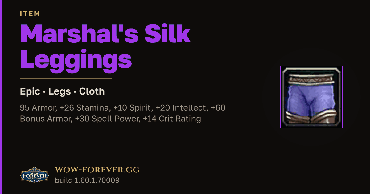The preview card for Marshal's Silk Leggings - Epic Cloth Legs