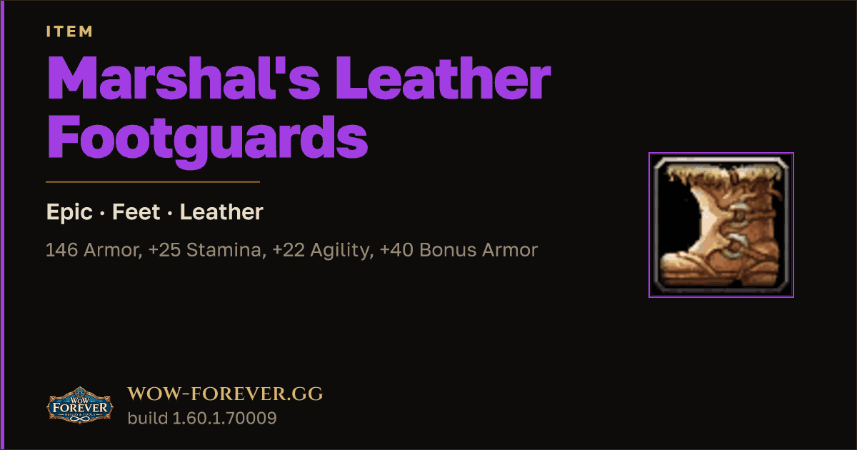 The preview card for Marshal's Leather Footguards - Epic Leather Feet