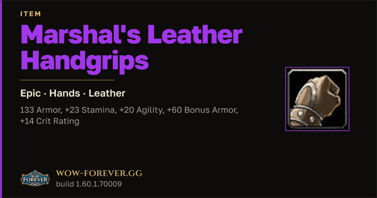 The preview card for Marshal's Leather Handgrips - Epic Leather Hands