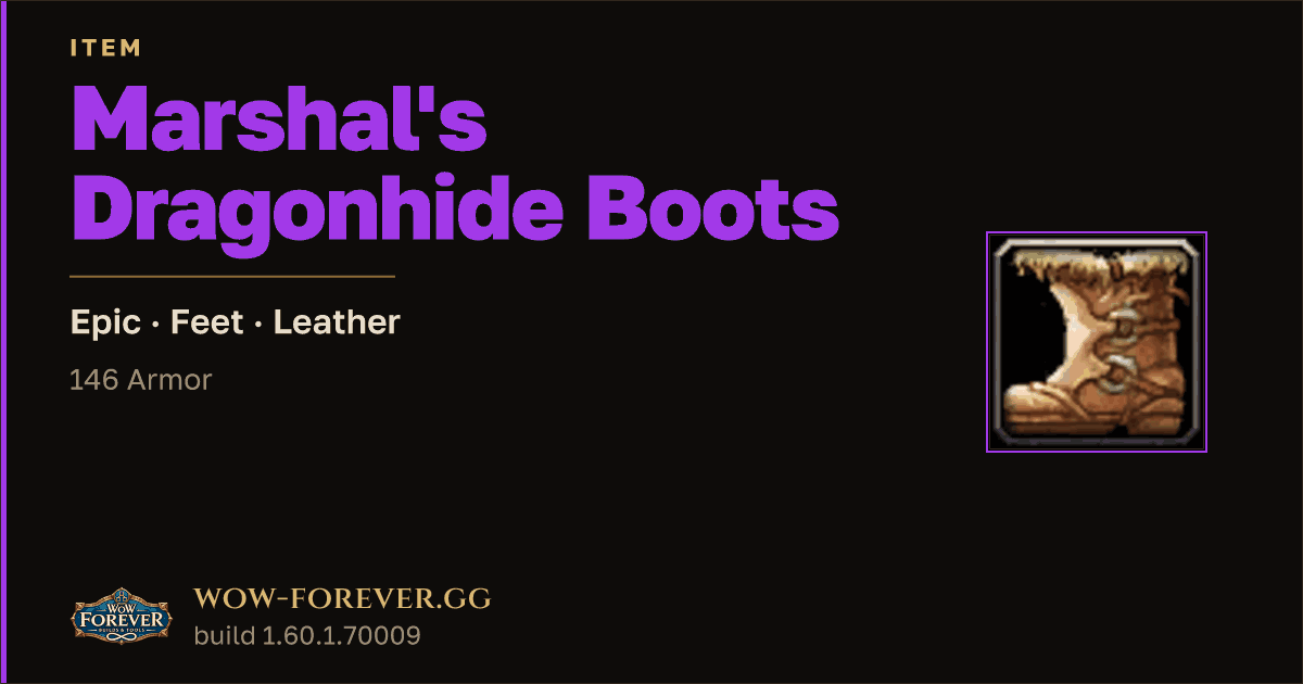 The preview card for Marshal's Dragonhide Boots - Epic Leather Feet