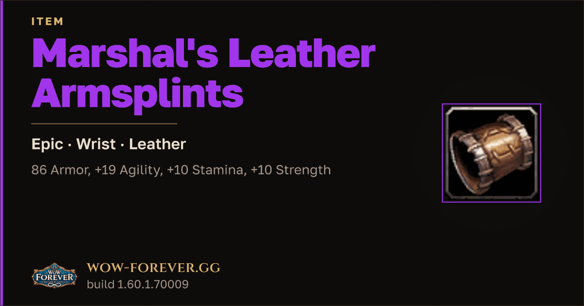 The preview card for Marshal's Leather Armsplints - Epic Leather Wrist