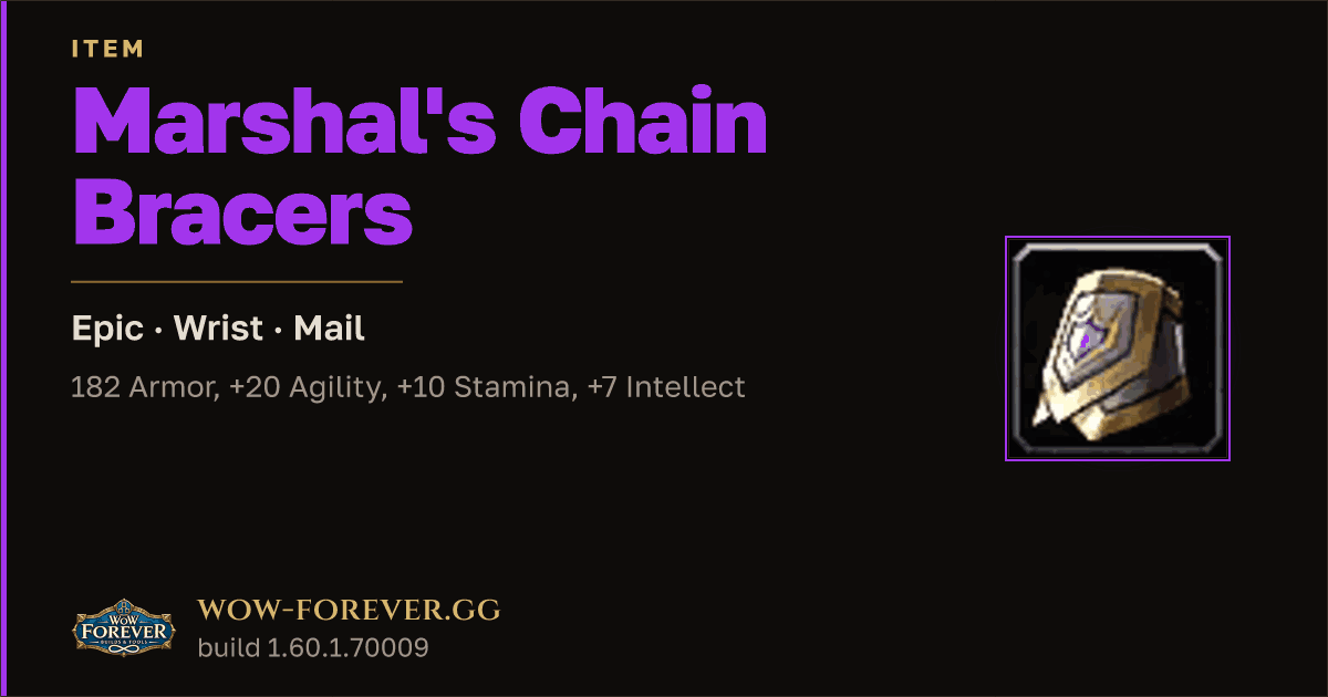 The preview card for Marshal's Chain Bracers - Epic Mail Wrist
