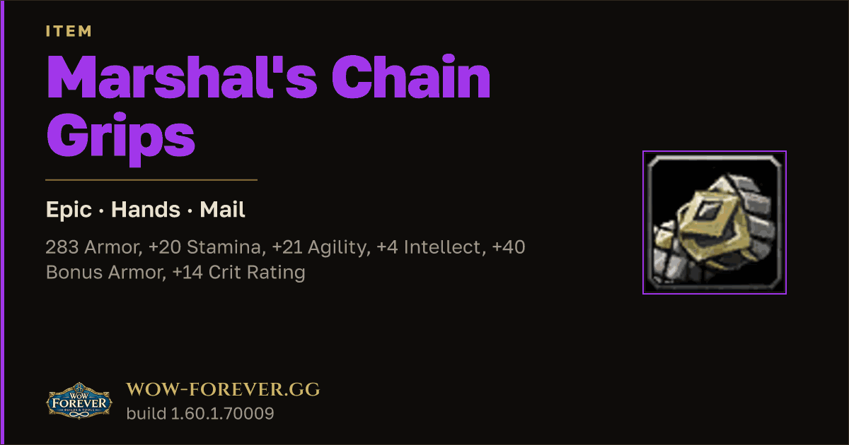 The preview card for Marshal's Chain Grips - Epic Mail Hands