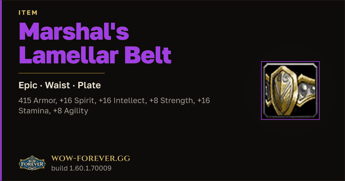 The preview card for Marshal's Lamellar Belt - Epic Plate Waist