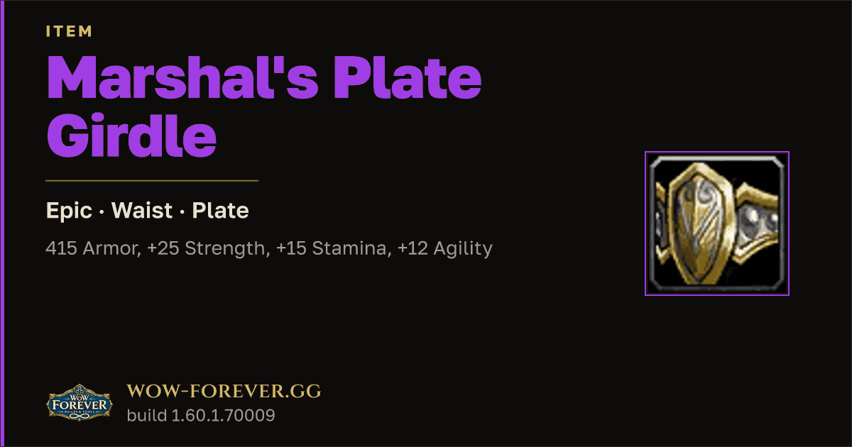 The preview card for Marshal's Plate Girdle - Epic Plate Waist