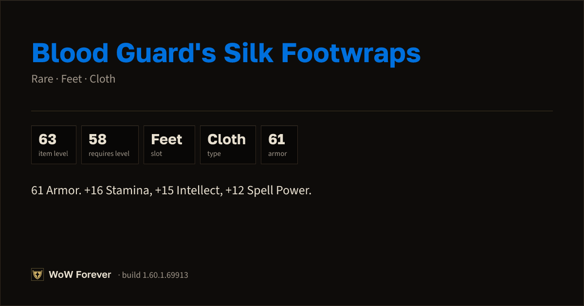 The preview card for Blood Guard's Silk Footwraps - Rare Cloth Feet