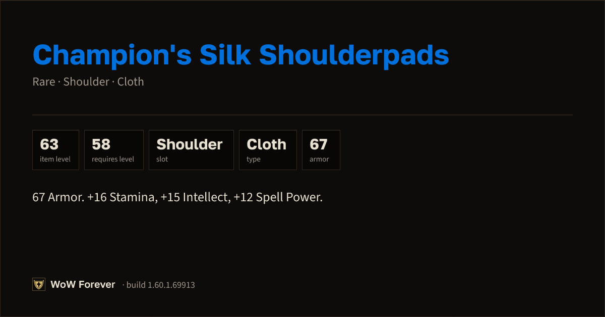 The preview card for Champion's Silk Shoulderpads - Rare Cloth Shoulder