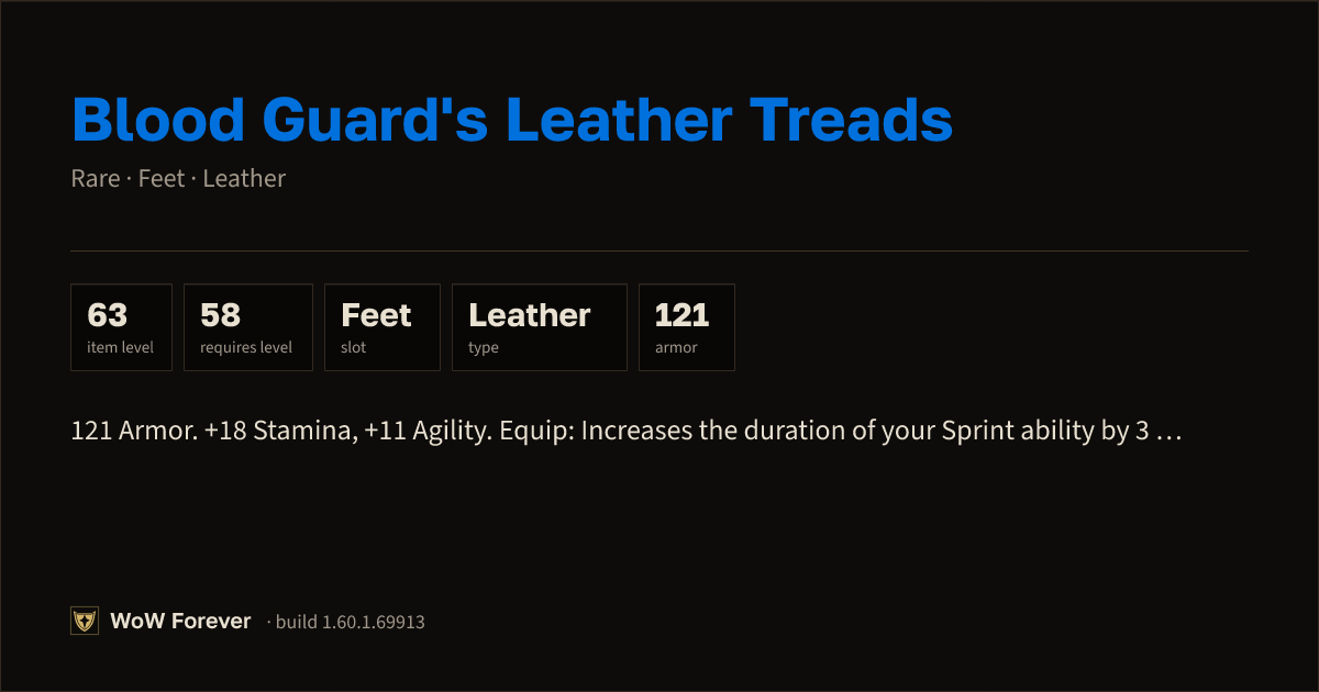 The preview card for Blood Guard's Leather Treads - Rare Leather Feet