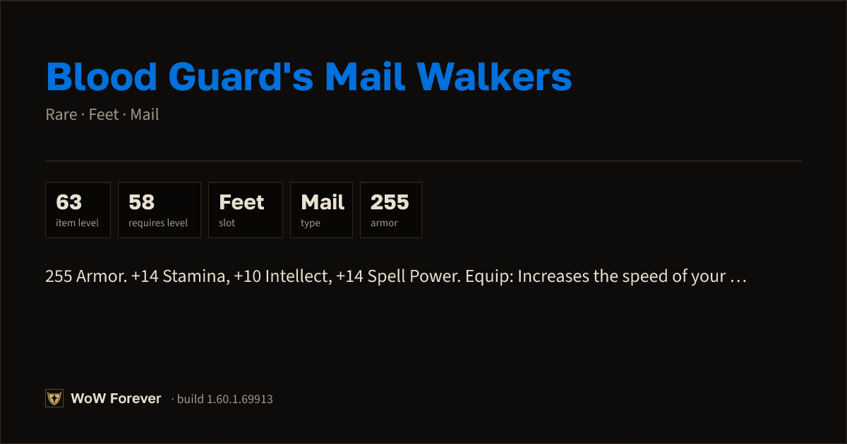 The preview card for Blood Guard's Mail Walkers - Rare Mail Feet