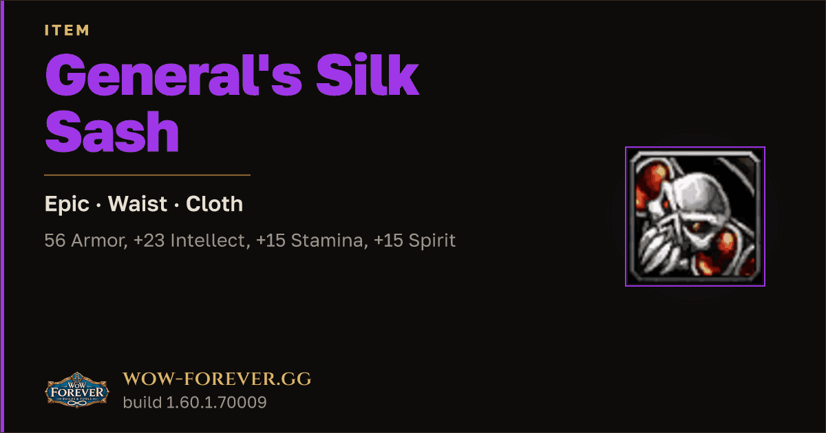 The preview card for General's Silk Sash - Epic Cloth Waist