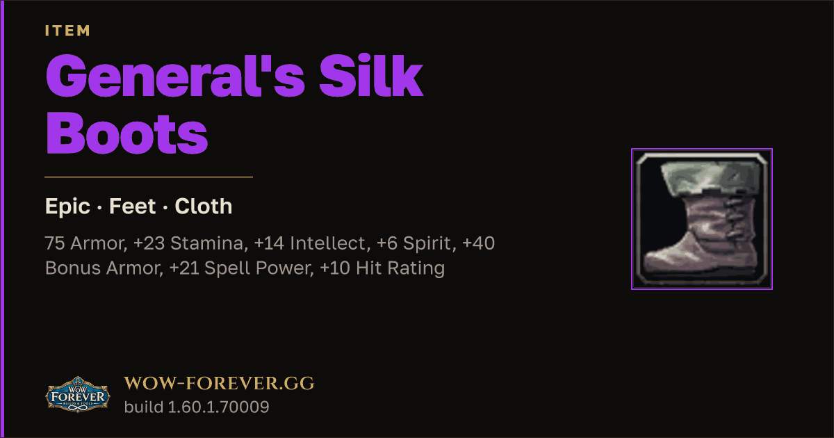 The preview card for General's Silk Boots - Epic Cloth Feet