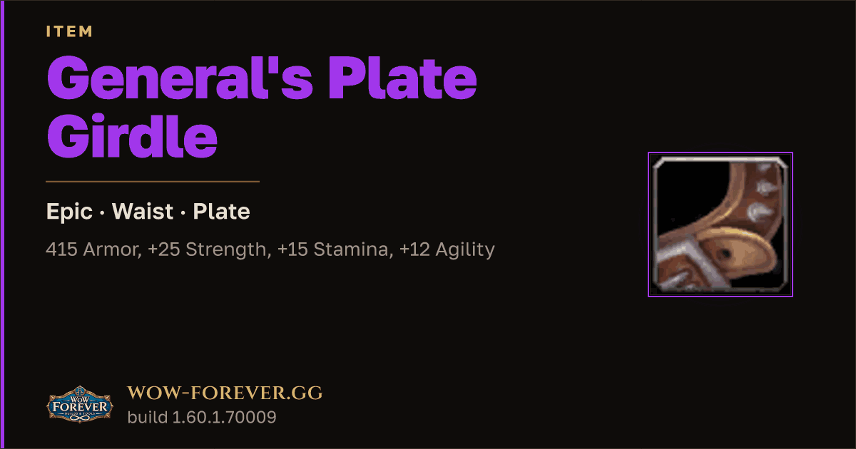 The preview card for General's Plate Girdle - Epic Plate Waist