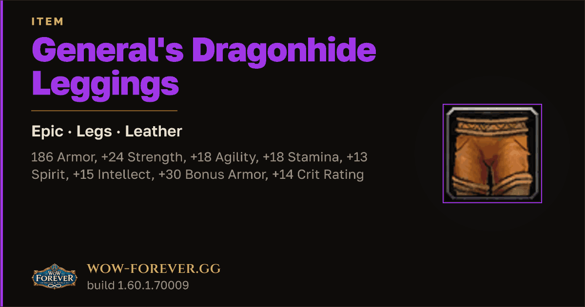 The preview card for General's Dragonhide Leggings - Epic Leather Legs