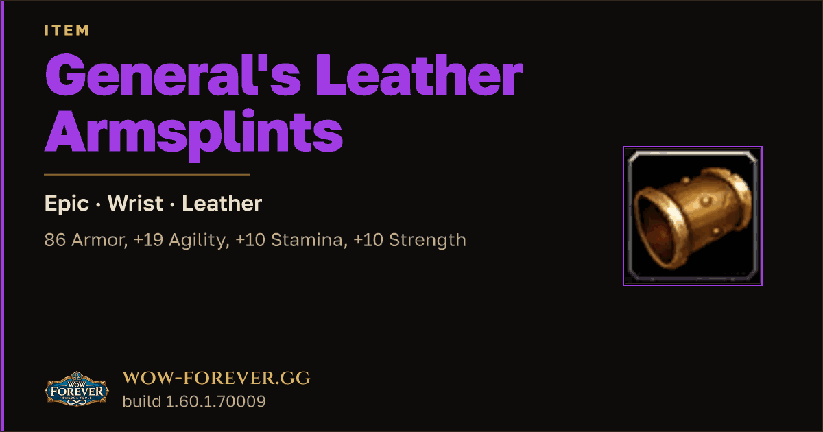 The preview card for General's Leather Armsplints - Epic Leather Wrist