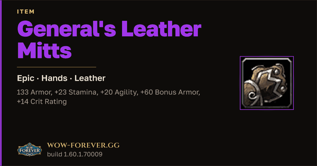 The preview card for General's Leather Mitts - Epic Leather Hands