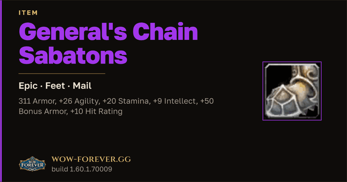 The preview card for General's Chain Sabatons - Epic Mail Feet