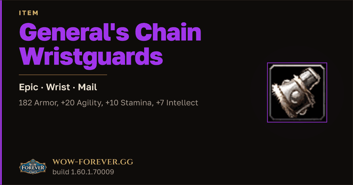 The preview card for General's Chain Wristguards - Epic Mail Wrist