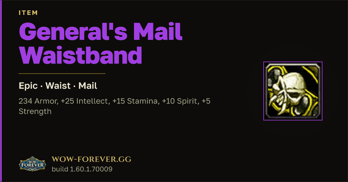 The preview card for General's Mail Waistband - Epic Mail Waist