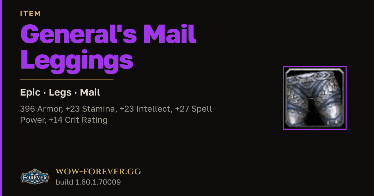 The preview card for General's Mail Leggings - Epic Mail Legs