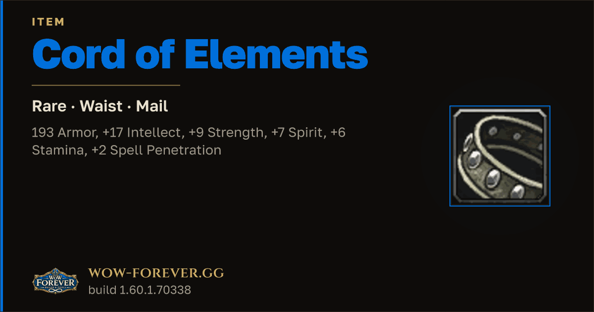 The preview card for Cord of Elements
