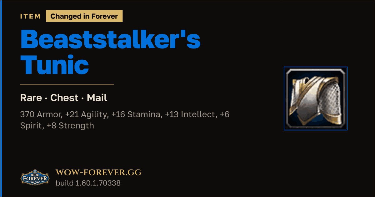 The preview card for Beaststalker's Tunic