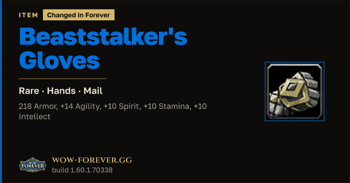 The preview card for Beaststalker's Gloves