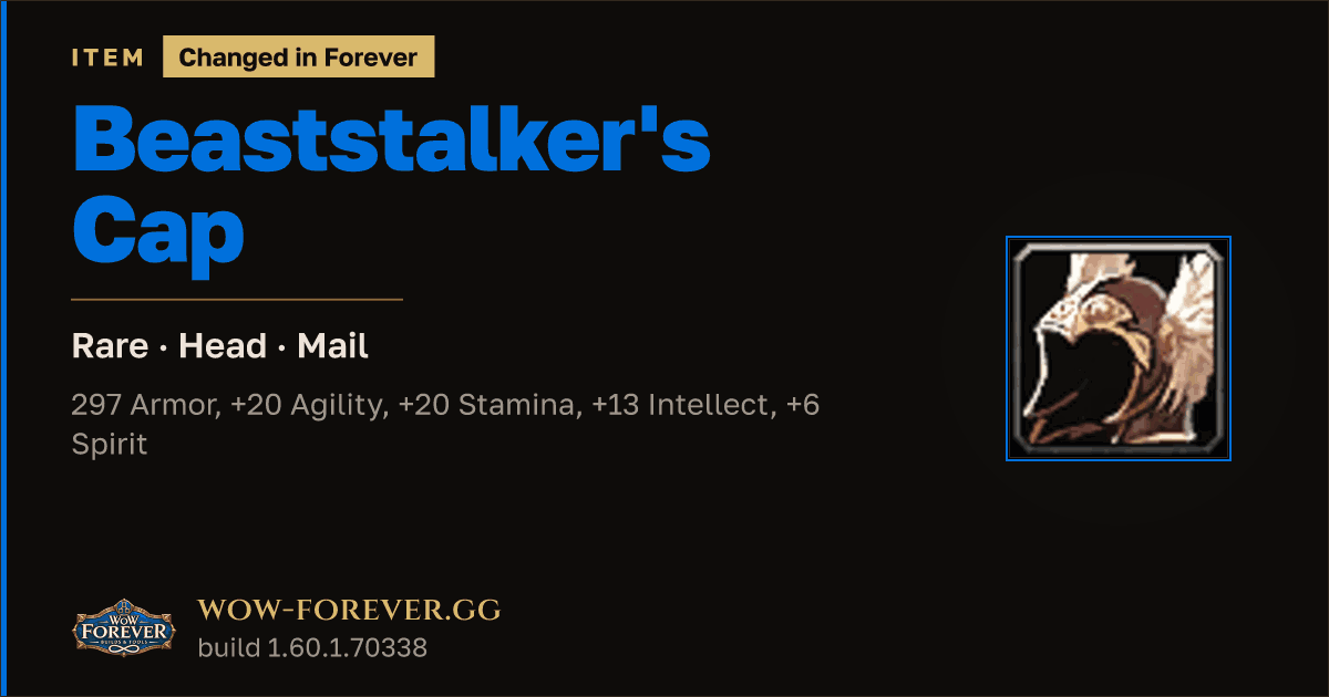 The preview card for Beaststalker's Cap
