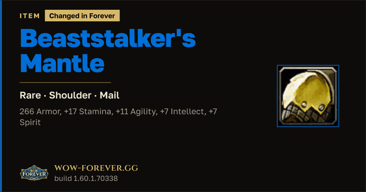 The preview card for Beaststalker's Mantle