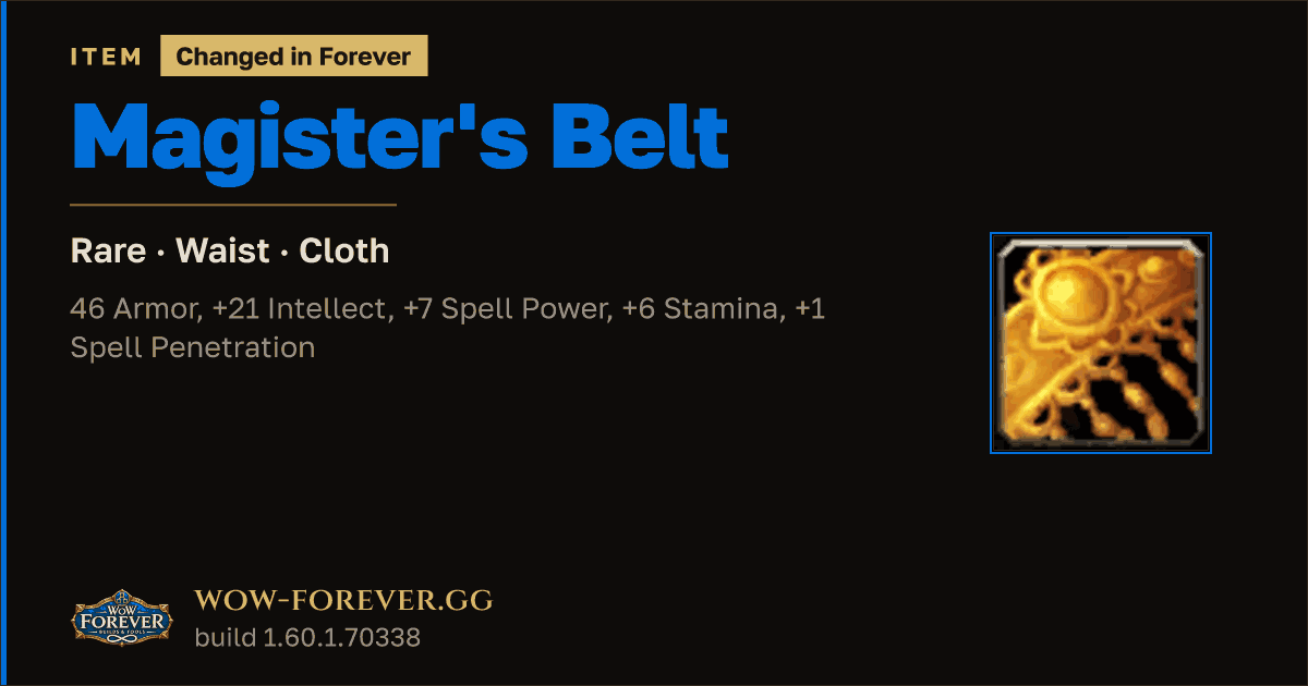 The preview card for Magister's Belt