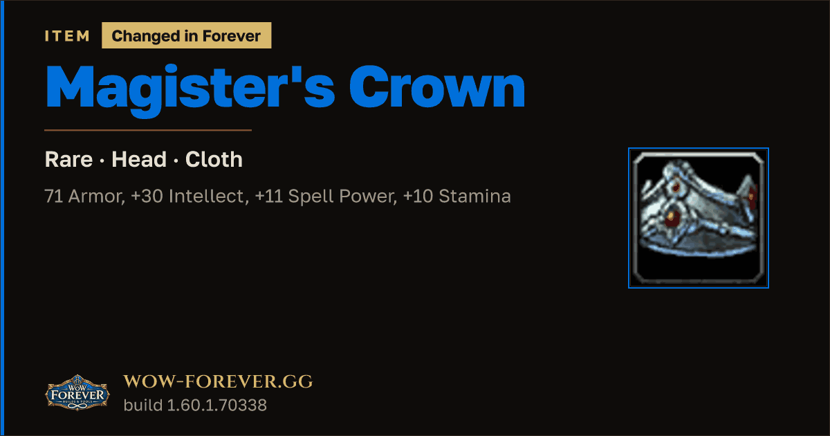 The preview card for Magister's Crown
