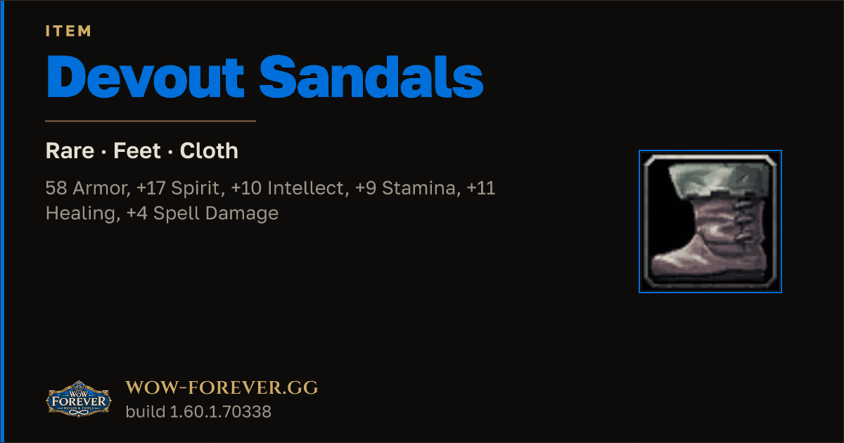 The preview card for Devout Sandals