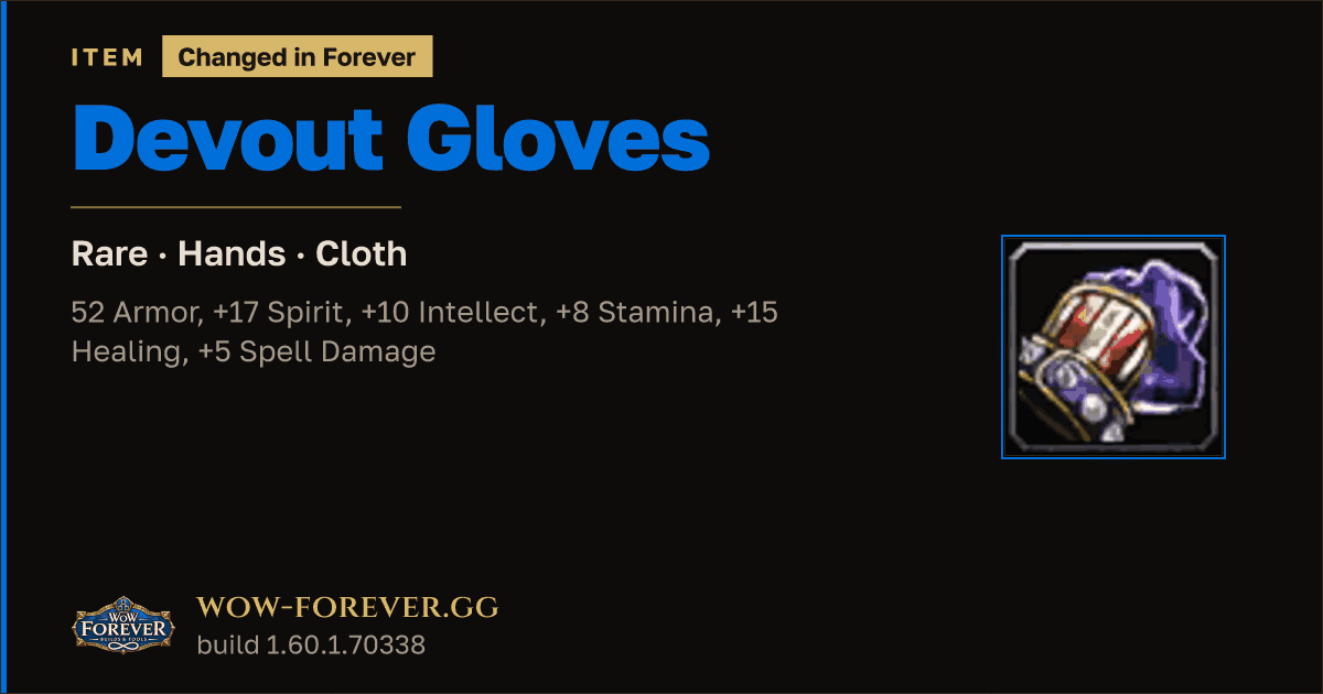 The preview card for Devout Gloves
