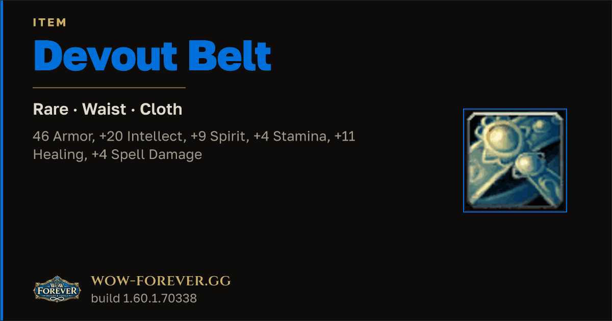 The preview card for Devout Belt