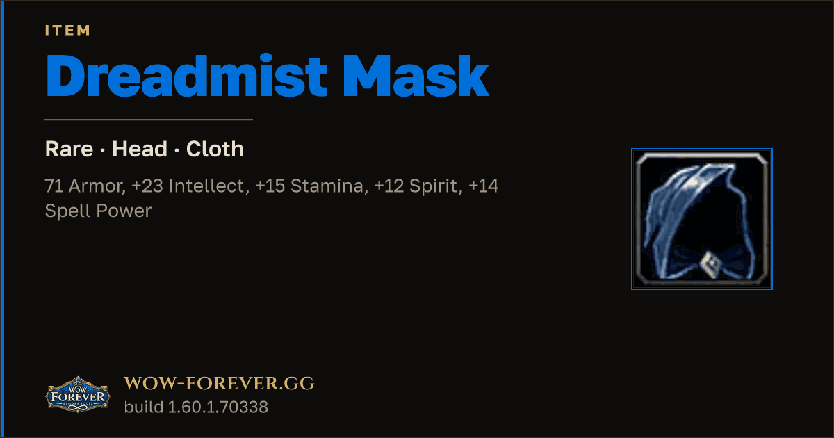 The preview card for Dreadmist Mask
