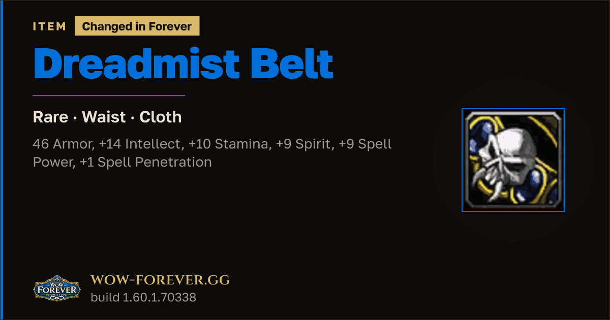 The preview card for Dreadmist Belt