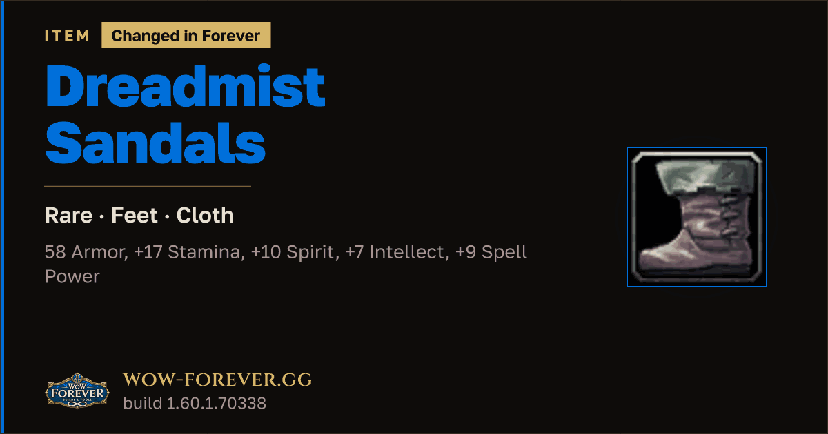 The preview card for Dreadmist Sandals