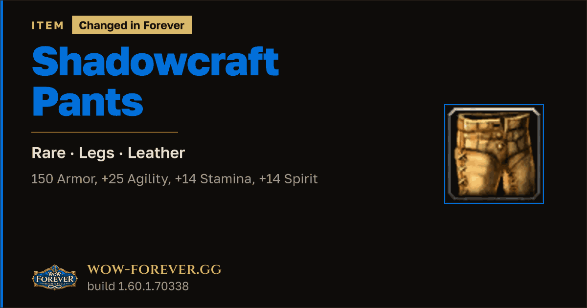 The preview card for Shadowcraft Pants