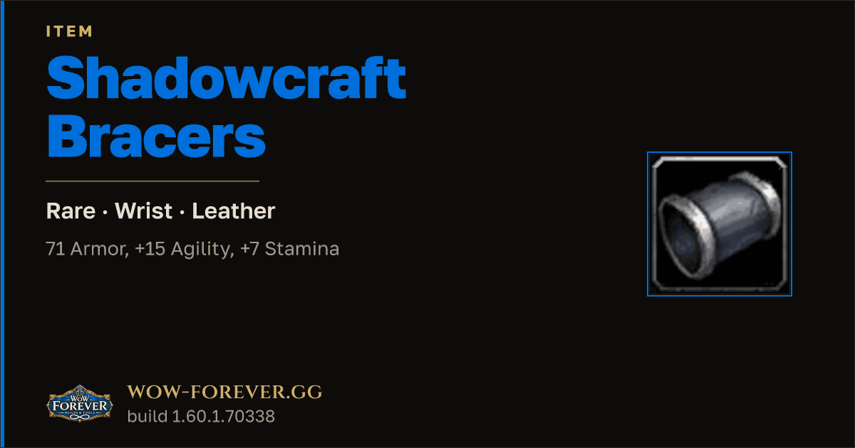 The preview card for Shadowcraft Bracers