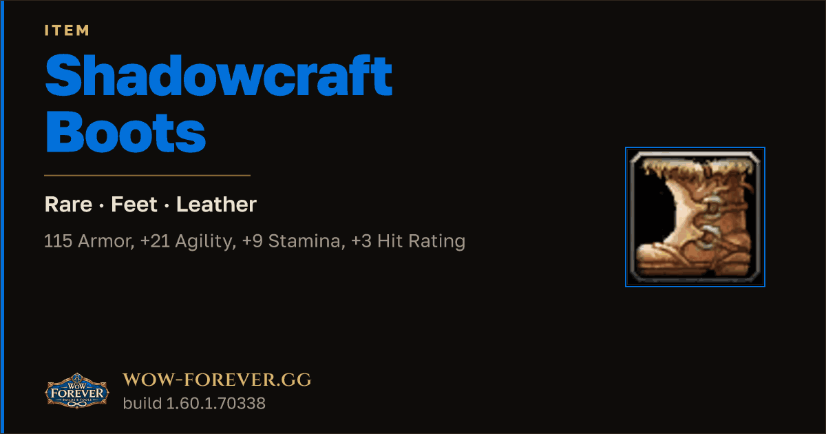 The preview card for Shadowcraft Boots