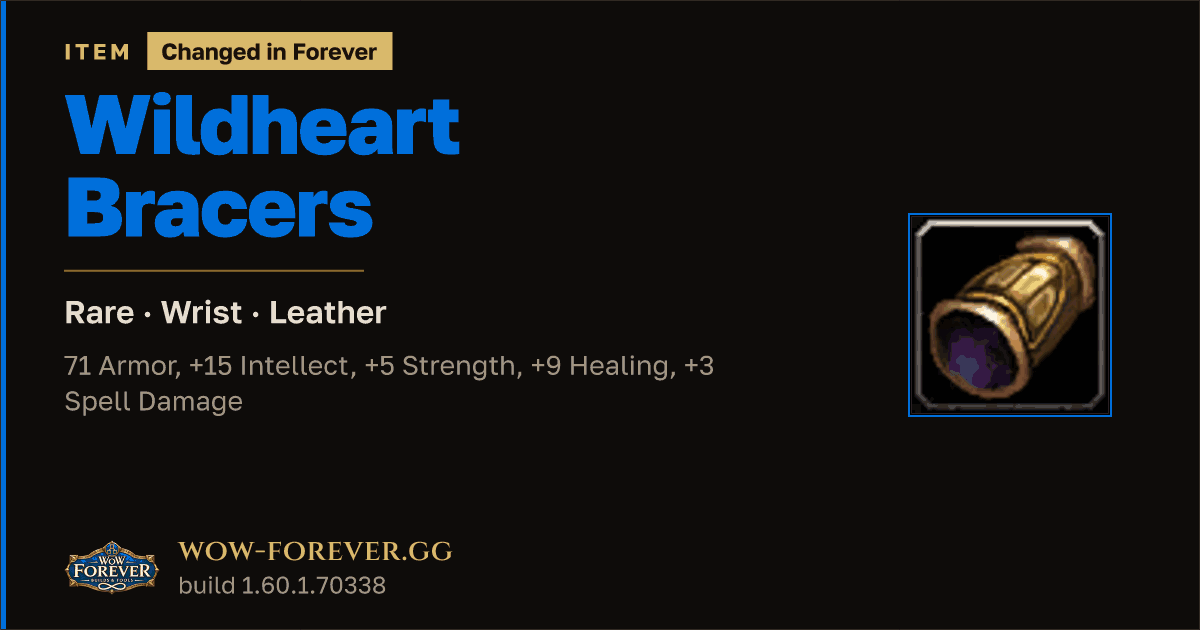 The preview card for Wildheart Bracers