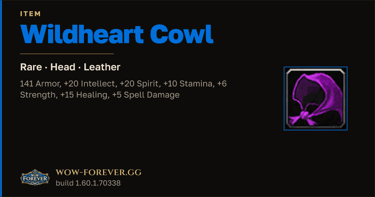 The preview card for Wildheart Cowl