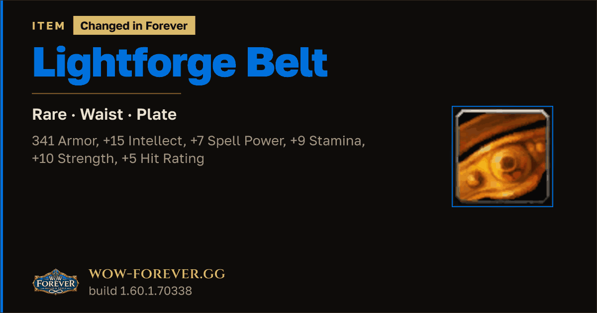 The preview card for Lightforge Belt