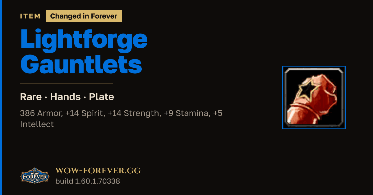 The preview card for Lightforge Gauntlets