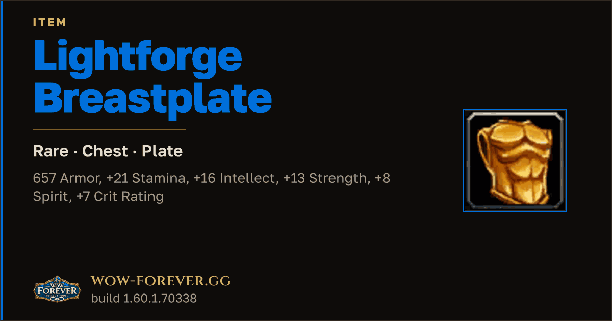 The preview card for Lightforge Breastplate
