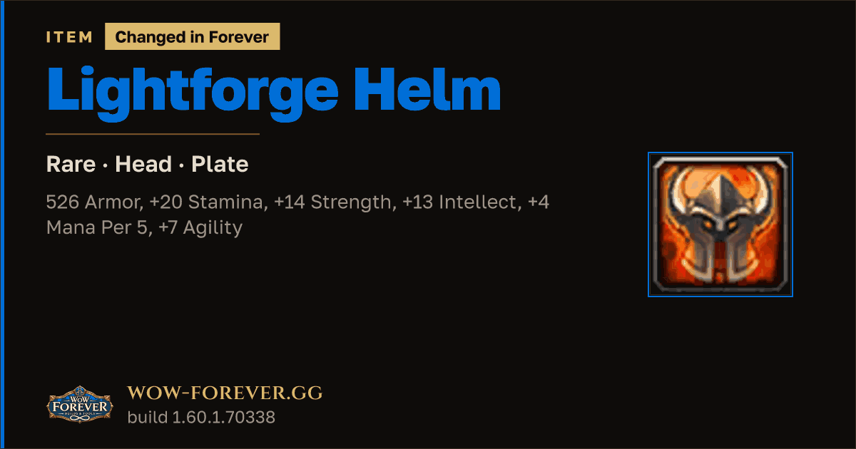 The preview card for Lightforge Helm