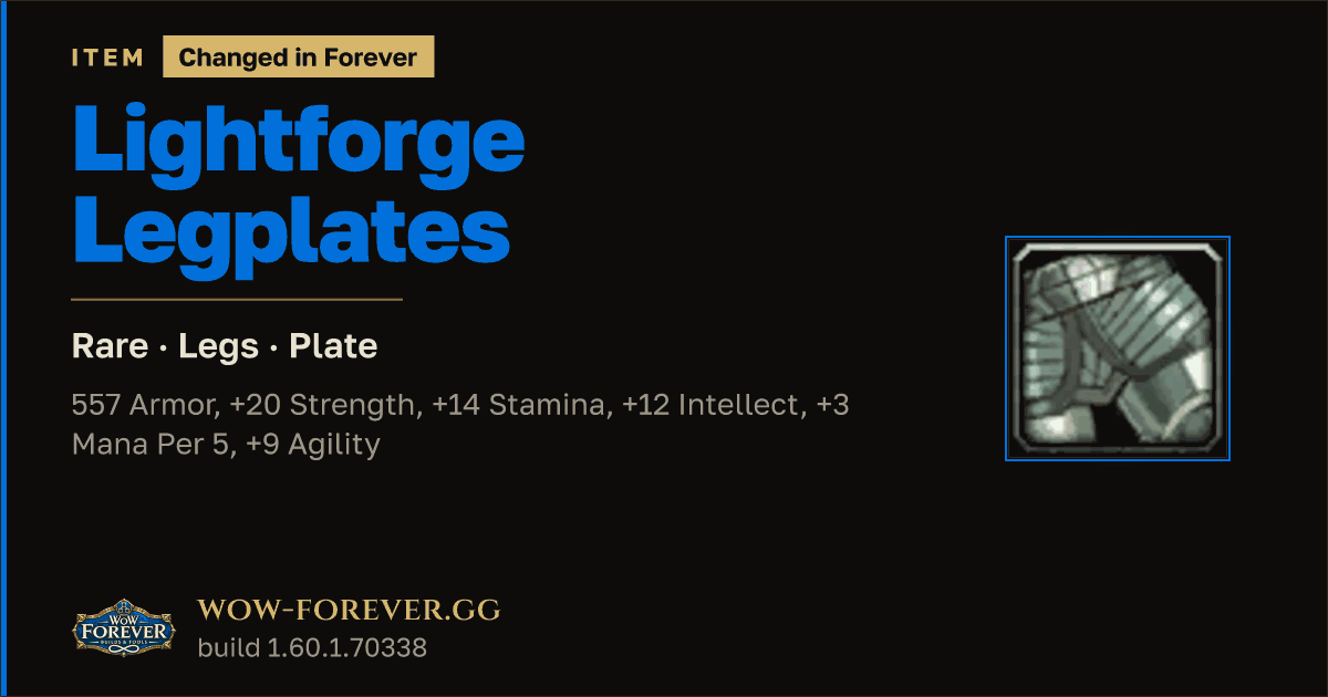 The preview card for Lightforge Legplates