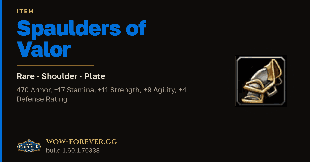 The preview card for Spaulders of Valor