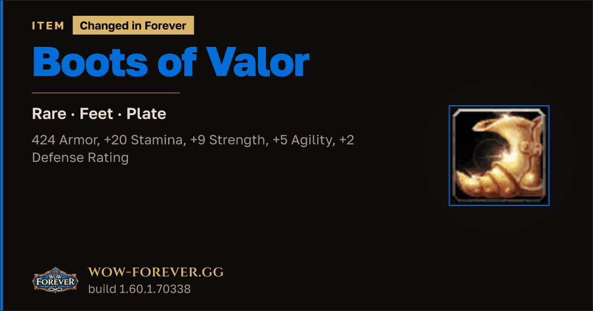 The preview card for Boots of Valor