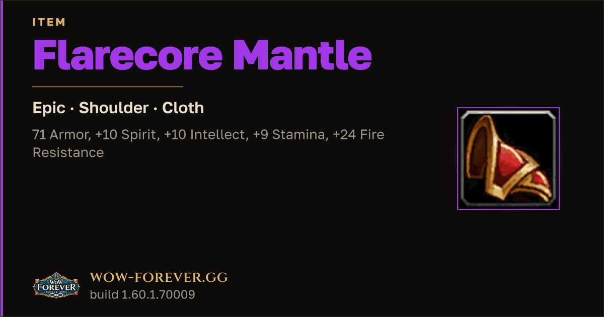 The preview card for Flarecore Mantle - Epic Cloth Shoulder